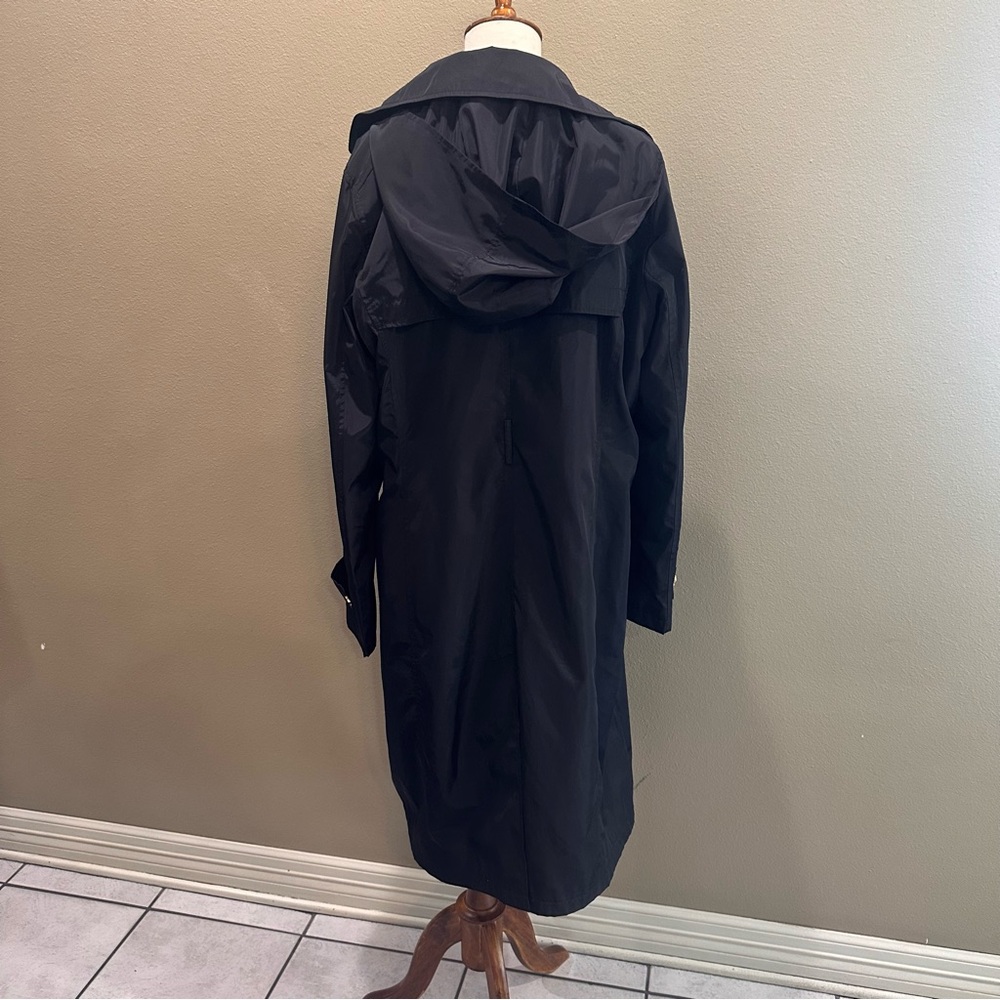 Via Spiga Women's Black Trench Coat Water Resistant raincoat Large - Picture 13 of 15